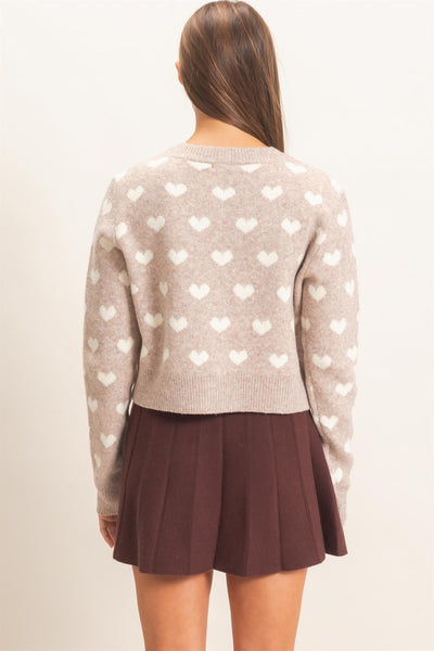 Heart Pattern Button Down Cardigan