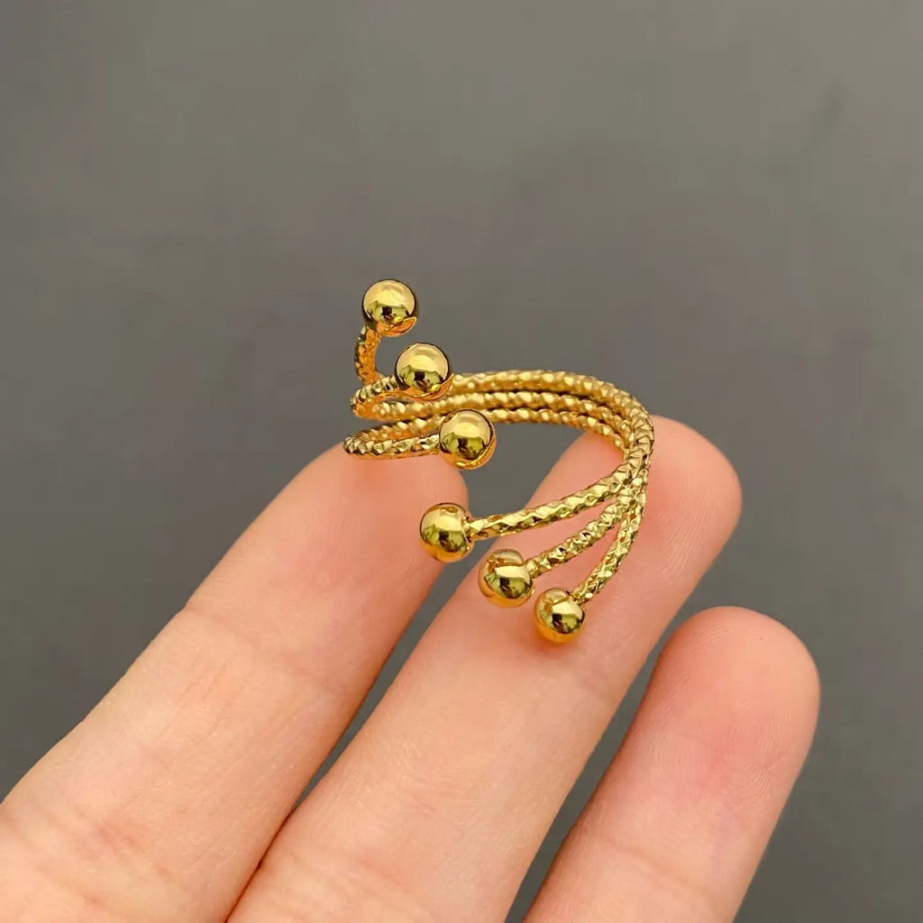 18K Gold Plated Stainless Steel Adjustable Engraved Ring