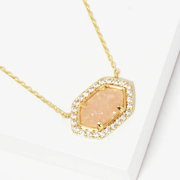 Cubic Zirconia Gold Dipped Stone Necklace