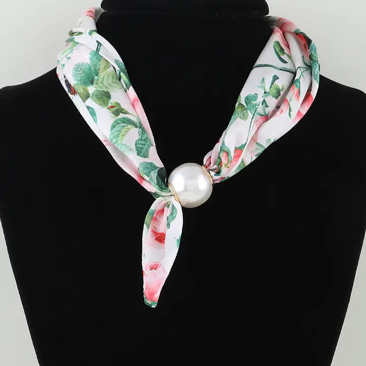 Garden Scarf Beaded Necklace-Red
