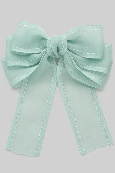 Sheer Bow Hair Clip with Contrast Stitching