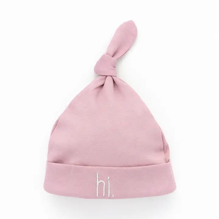 Hi. Embroidered Rosy Pink Knotted Baby Hat