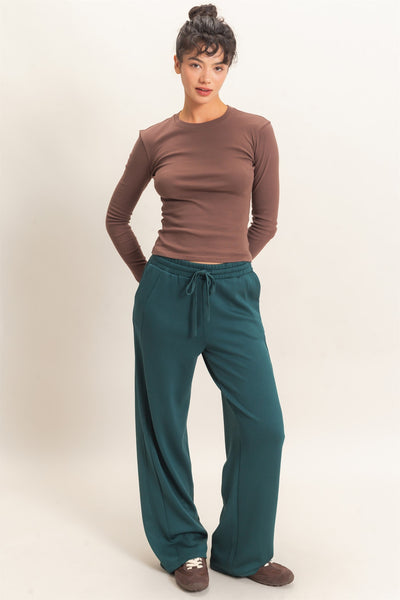 Elastic Waist Straight Leg Pants