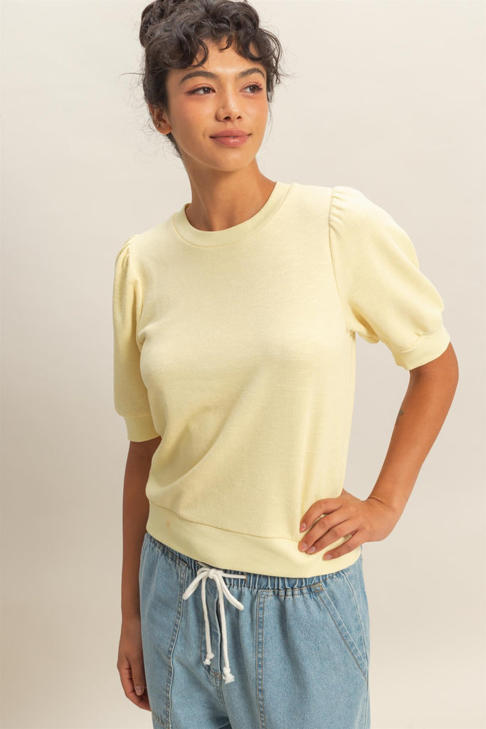 Puff Short Sleeve Crew Neck Top