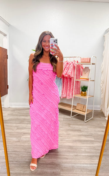 Strapless Ruffled Maxi Dress
