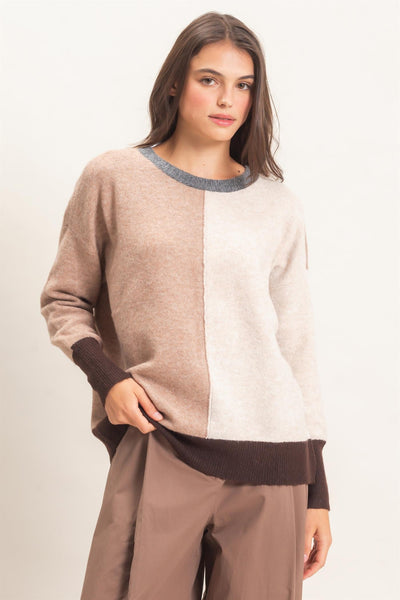 Colorblock Crew Neck Sweater