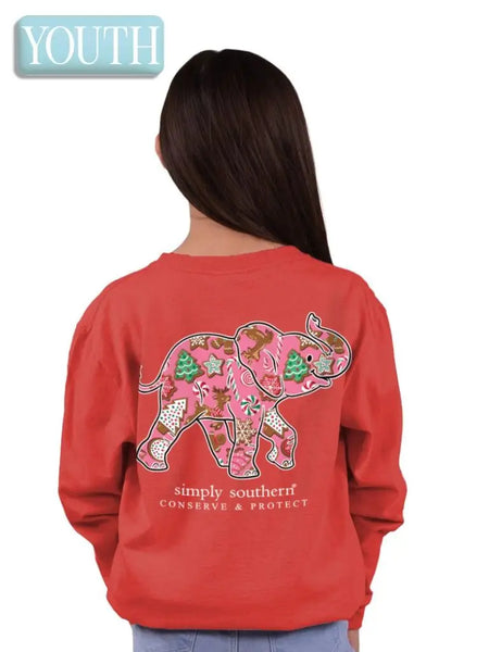 Kids Christmas Cookie Elephant LS Tee