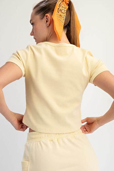 Mineral Washed Rib Cropped Tee