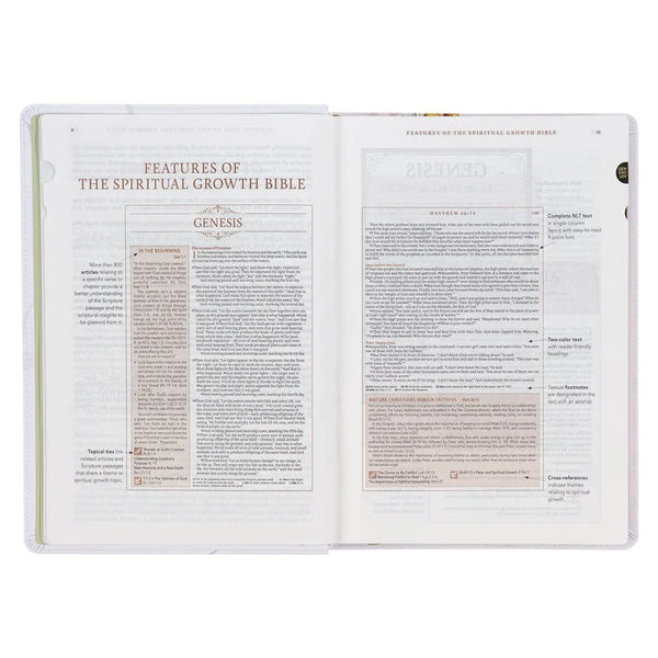 Cream Floral Spiritual Growth Bible New Living Translation