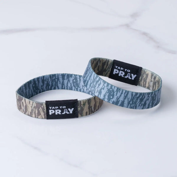 Tap to Pray Tree Bark Camo Brown & Grey Wristband