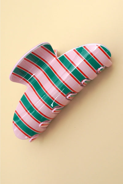 Jumbo Stripe Plaid Hair Claw Clips