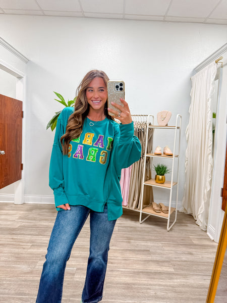 Sequin Mardi Gras Loose Fit Top