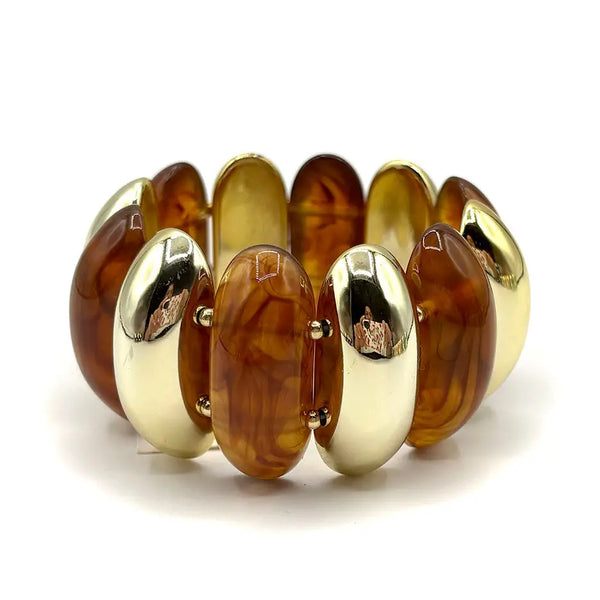Wide Gold Acrylic Stretch Bracelet