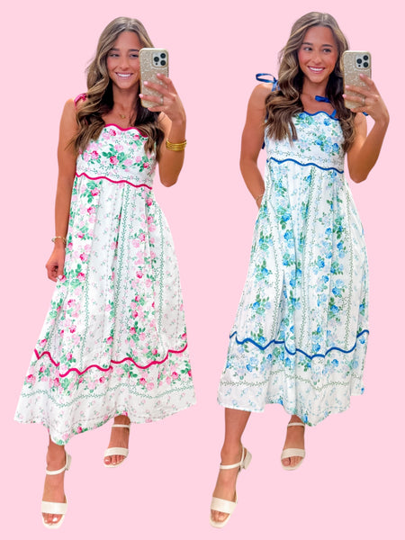 Floral Print Sleeveless Midi Dress