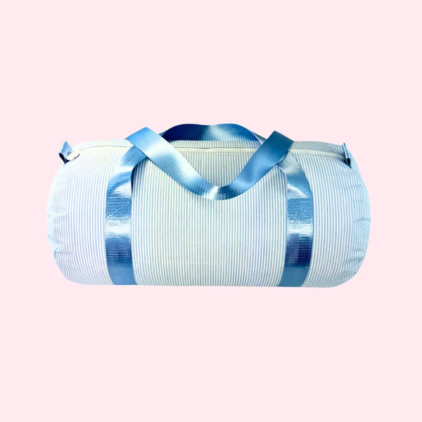 Kid's Baby Blue Preppy Stripe Glossy Baby Duffel