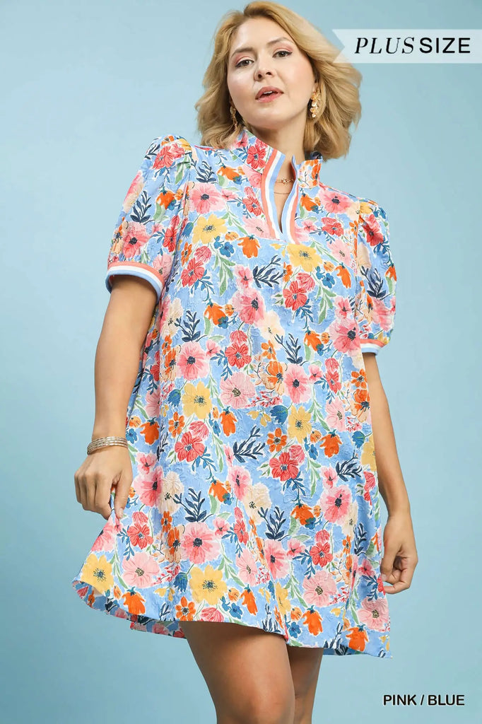 Floral Print High Neck Mini Dress