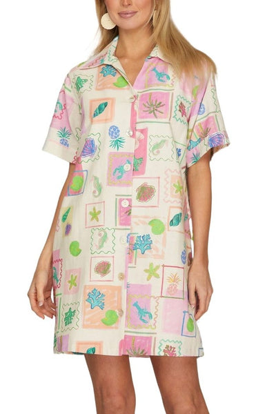 Collared Button Down Mini Dress