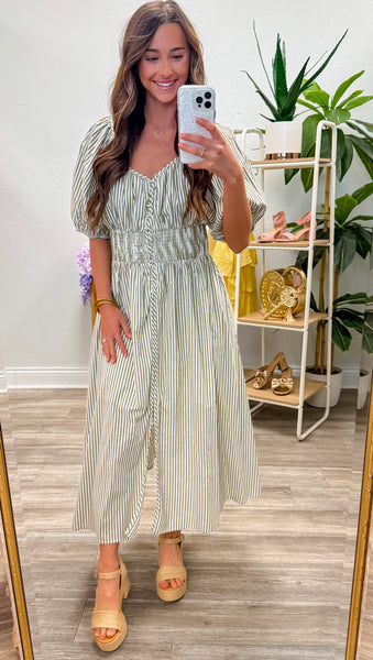 Striped Button Down Midi Dress