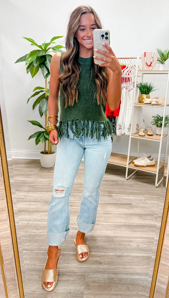 Fringe Bottom Sleeveless Sweater Vest
