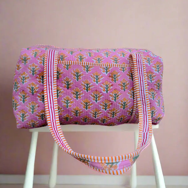 Evelyn Pink Print Duffle Bag