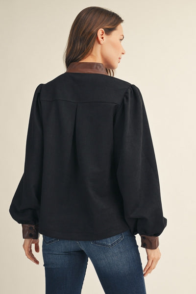 Leather Contrast Faux Suede Top