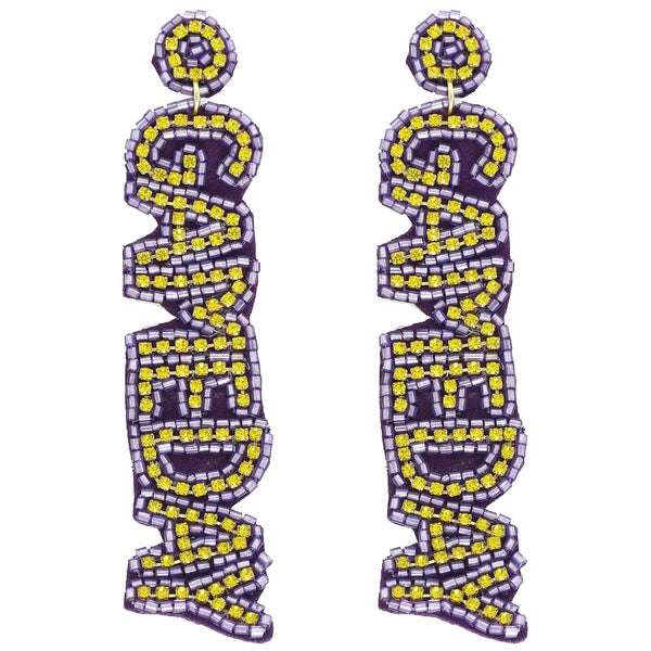 Game Day Letter Beaded Rhinestone Post Earrings