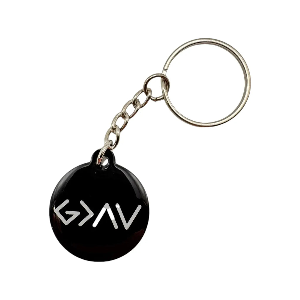 Tap To Pray God Is Greater Black Prayer Tag Keychain