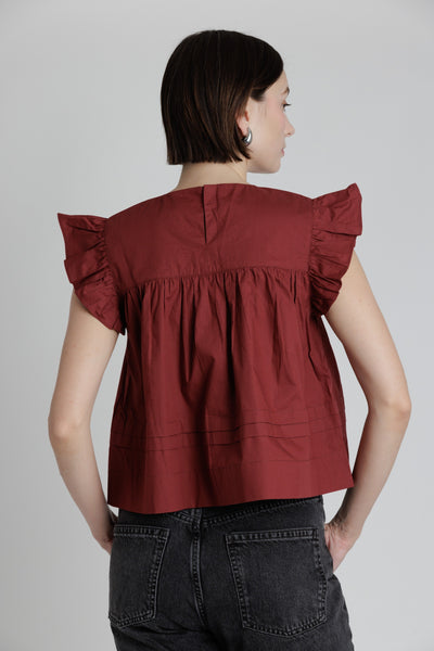Flutter Sleeve Pintuck Top