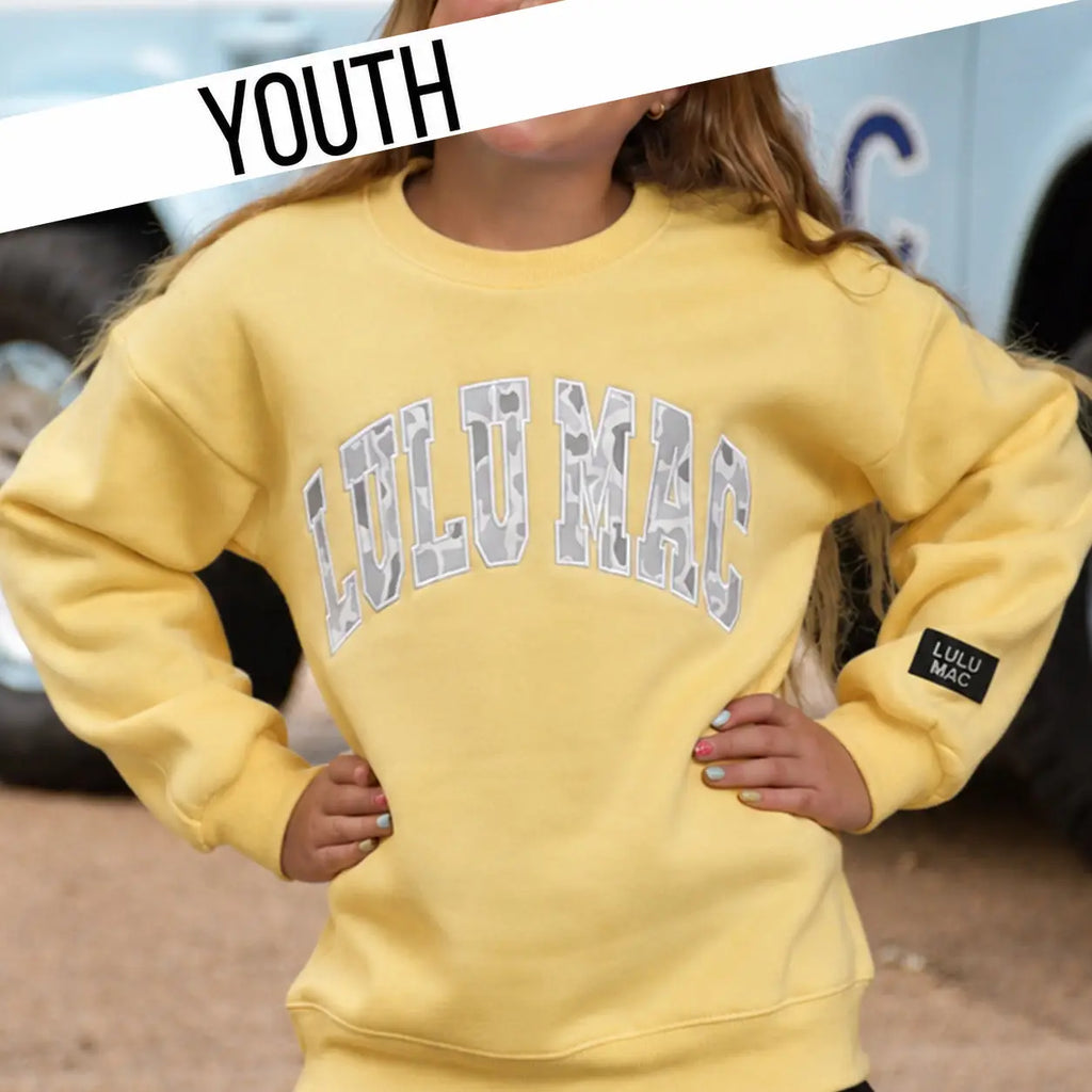 Lulu Mac Youth White Camo Stitch Sweatshirt