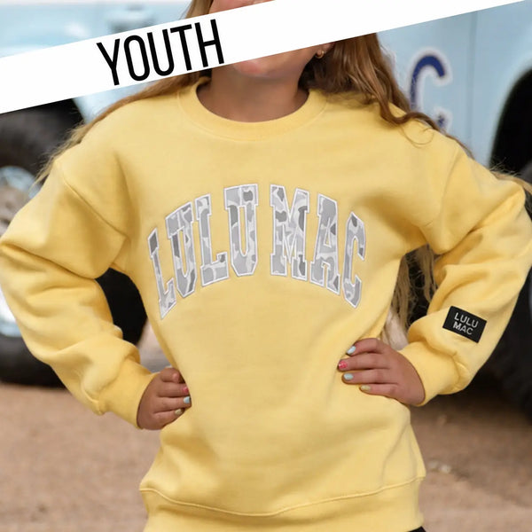 Lulu Mac Youth White Camo Stitch Sweatshirt