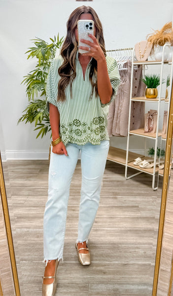 Striped Short Dolman Sleeve Top