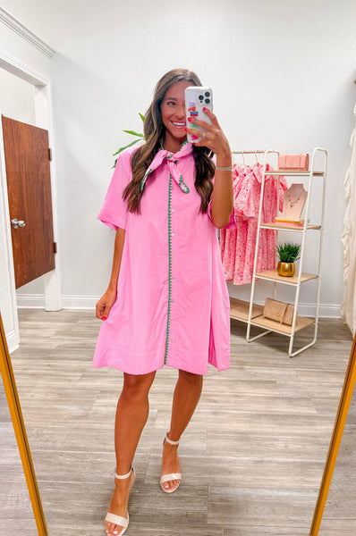 Solid Short Sleeve Mini Dress