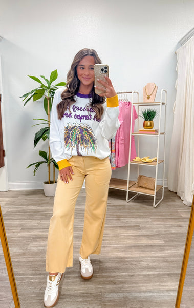 Mardi Gras Bead Tree Sequin Sweater