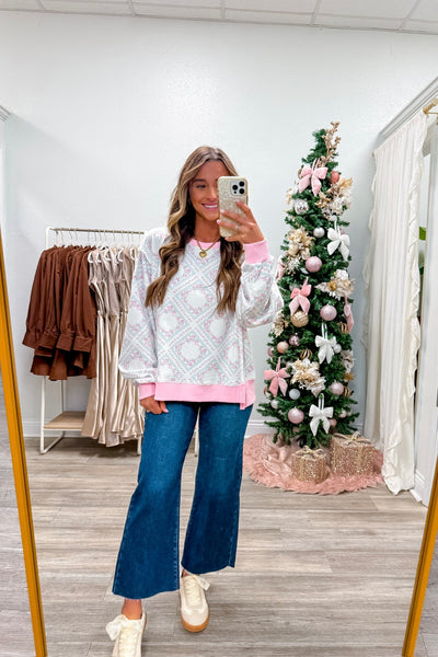 Floral French Terry Rib Sweatshirt