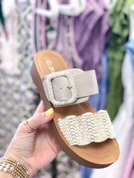 Soda Cactus Raffia Braided Strap Sandals