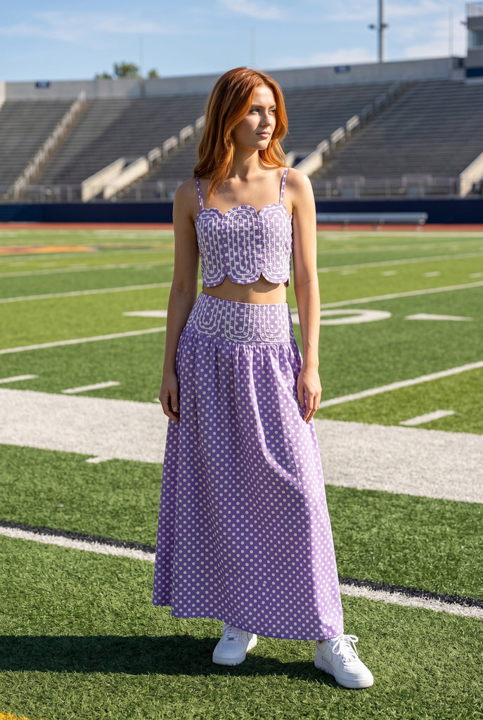 Trim Applique Crop Polka Dot Set
