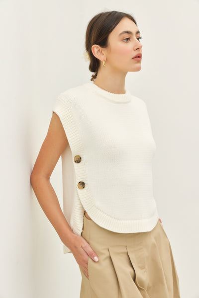 Round Neck Hi-Lo Sweater Vest