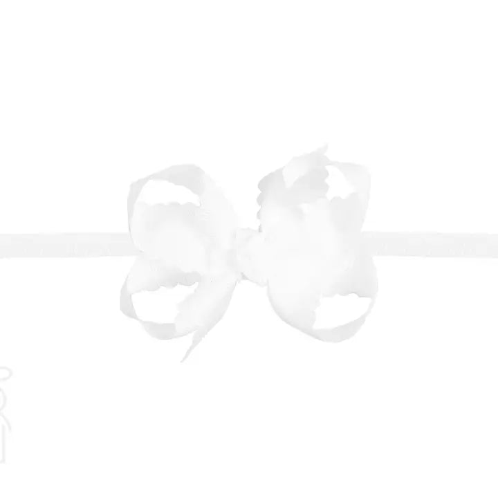 1/4" Nylon Pantyhose Headband w/ Scalloped Edge Bow