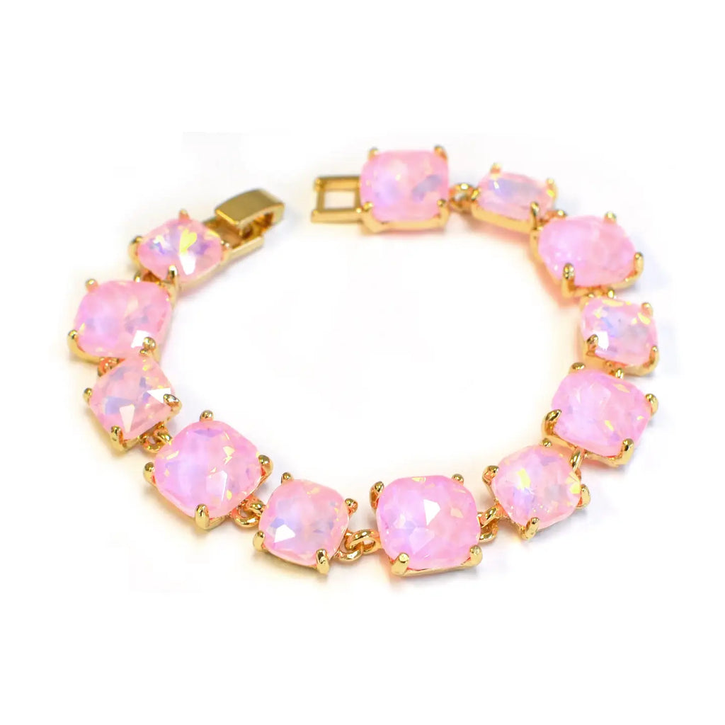 Pastel Pink Glass Crystal 7.5" Bracelet