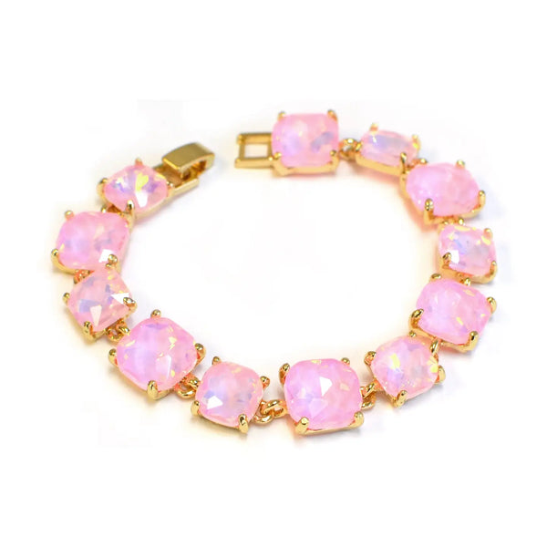 Pastel Pink Glass Crystal 7.5" Bracelet