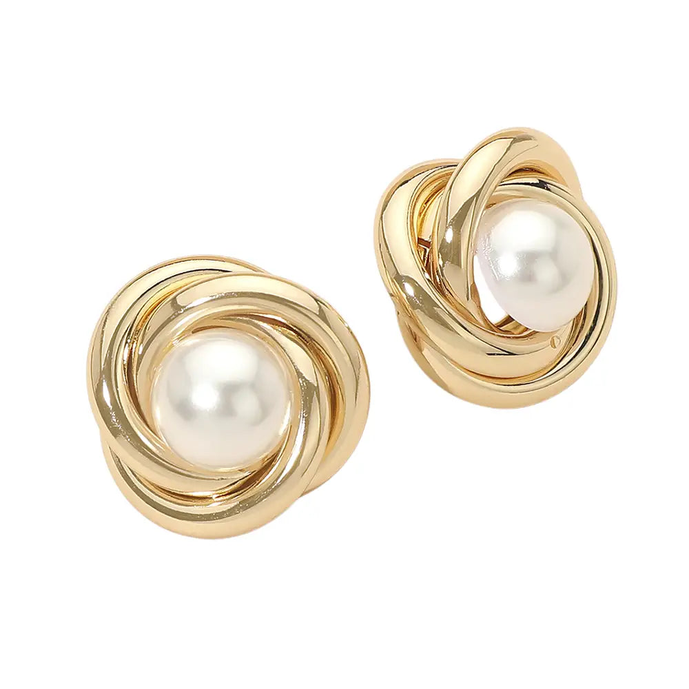 Pearl Knot Stud Earrings