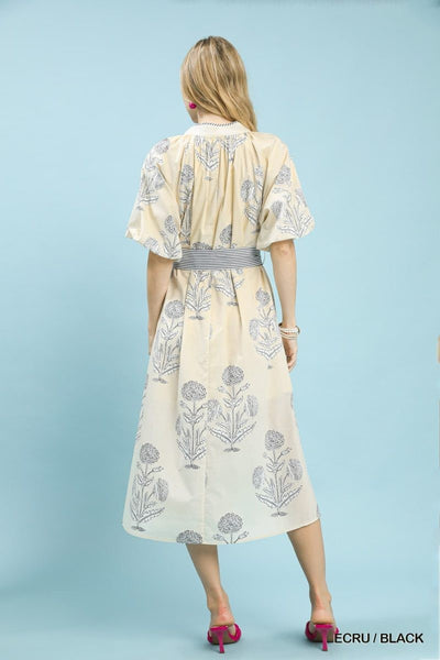 Floral Print V-Neck Maxi Dress