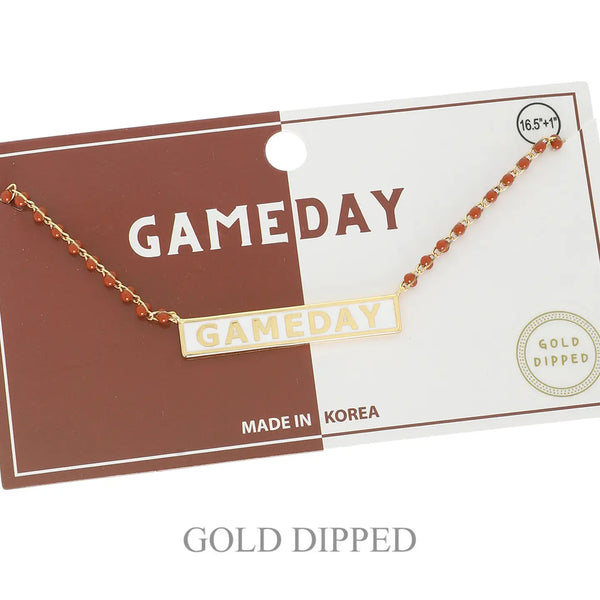 Game Day Gold Plated Bar Necklace