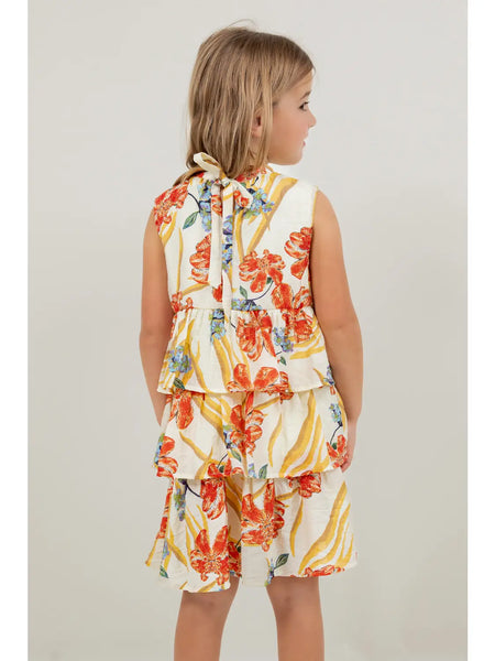 Floral Print Ruffled Tiered Dress