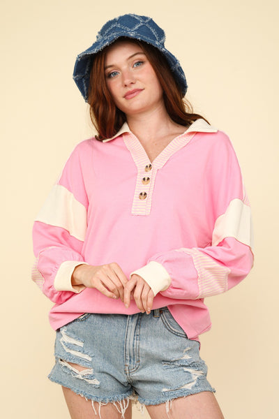 Color Block Oversized Casual Knit Top