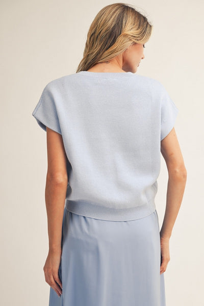 Drop Shoulder Front Knotted Sweater Top