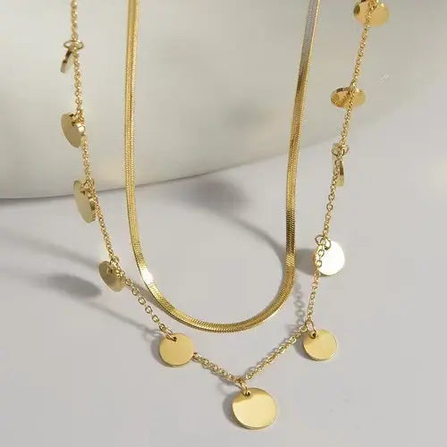 Stainless Steel Tarnish Free Disc Layer Necklace