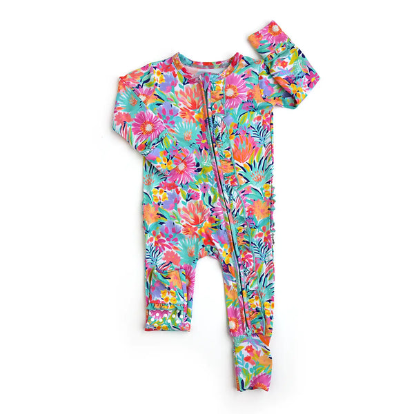Megan Floral Ruffle Zip Floral Sleepies