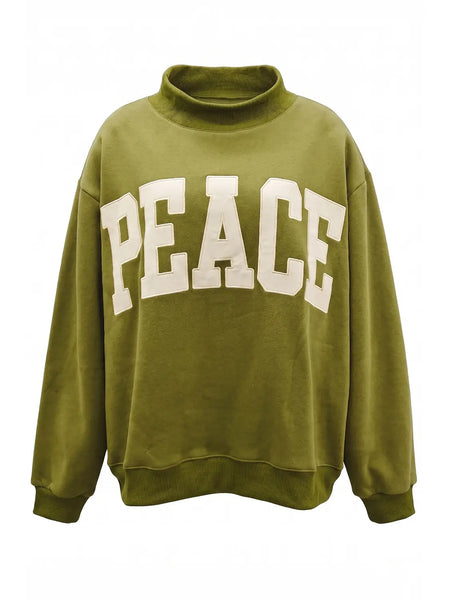 'Peace' Applique Mock-Neck Sweatshirt