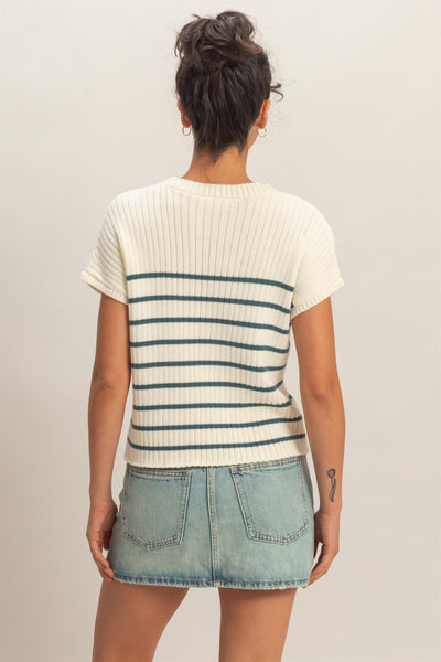 Sleeveless Ribbed Striped Knit Top